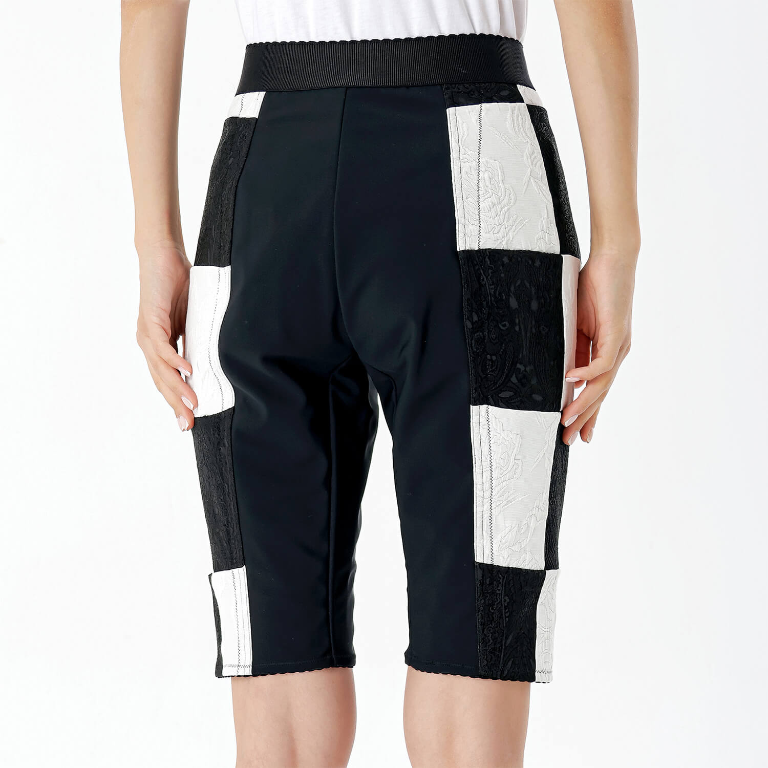 Dolce&Gabbana - Black & White Damier Jacquard Cycling Shorts